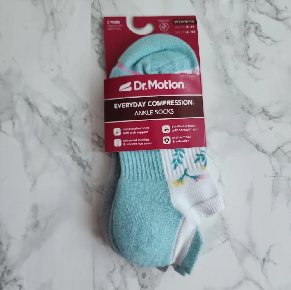 Dr. Motion Ankle Socks 6 Pairs Compression Socks Size Socks 9–11 Shoe 4-10